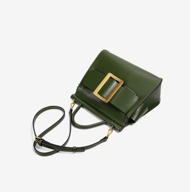 Structured Square Buckle Shoulder Bag