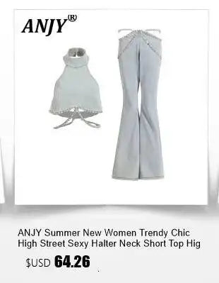ANJY Summer New Women's High Street Fashion Unique Design Denim Patchwork Contrast Color Button Vest Casual Wide Leg Pants A7944