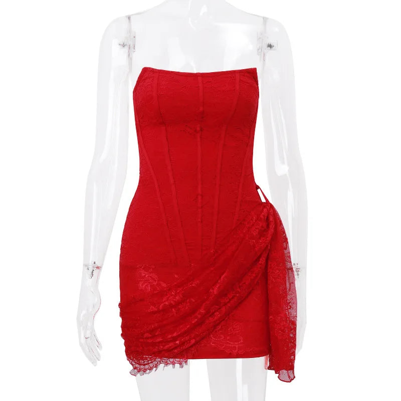 Elegant Vintage See-Through Stretch Lace Dress for Women