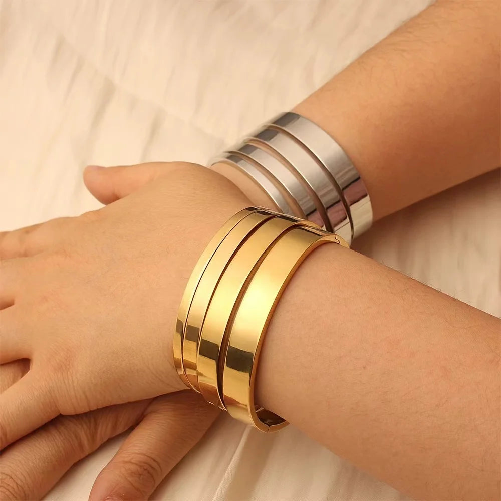 Waterproof Oval Stainless Steel Bangle Bracelet for Women