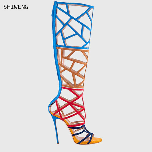 Metal Embellished Strappy Heeled Sandals