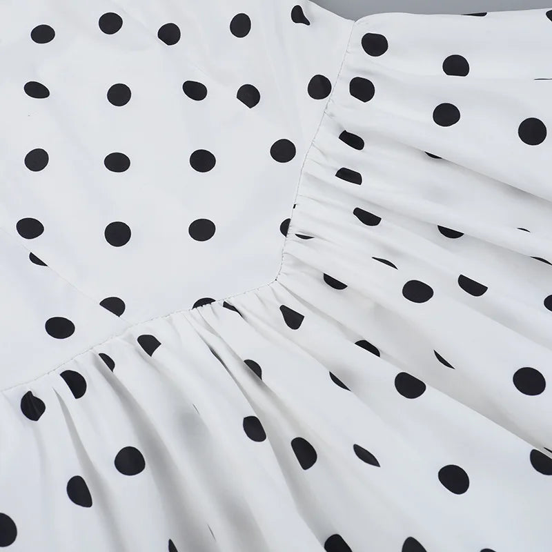 TARUXY Polka Dot Vacation Mini Dress For Women  High Waist A-line Ball Gown Dress Sleeveless Halter Neck Female Summer Fashion