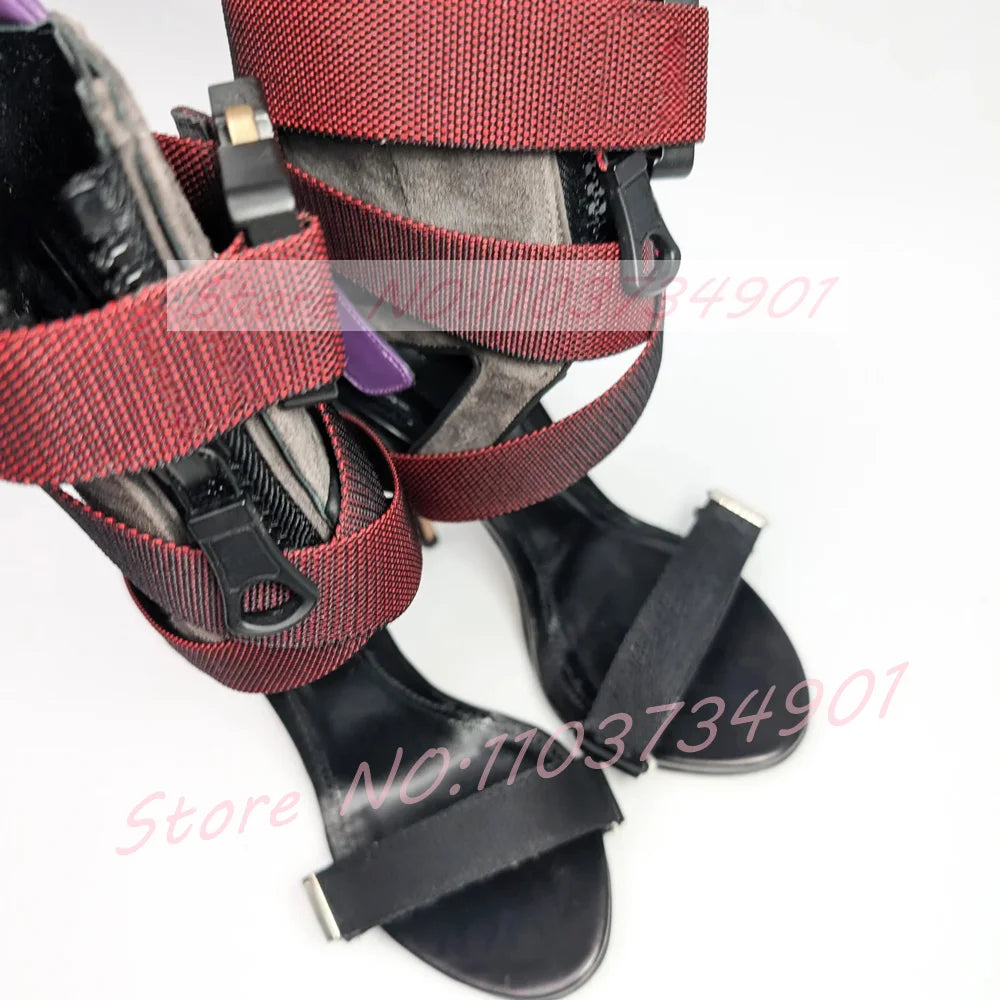Multi Color Ankle Strap High Heel Sandals For Women