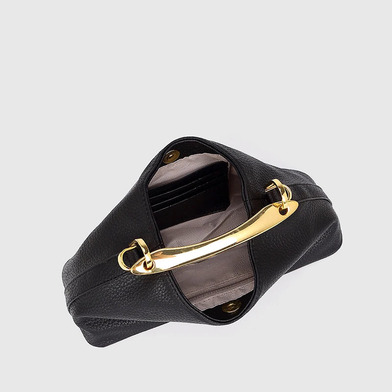 Luxury Texture Women's Bag Lychee Pattern Metal Handle Shoulder Bag Evening Clutch Bag Fashion Designer Half-moon Crossbody Bag