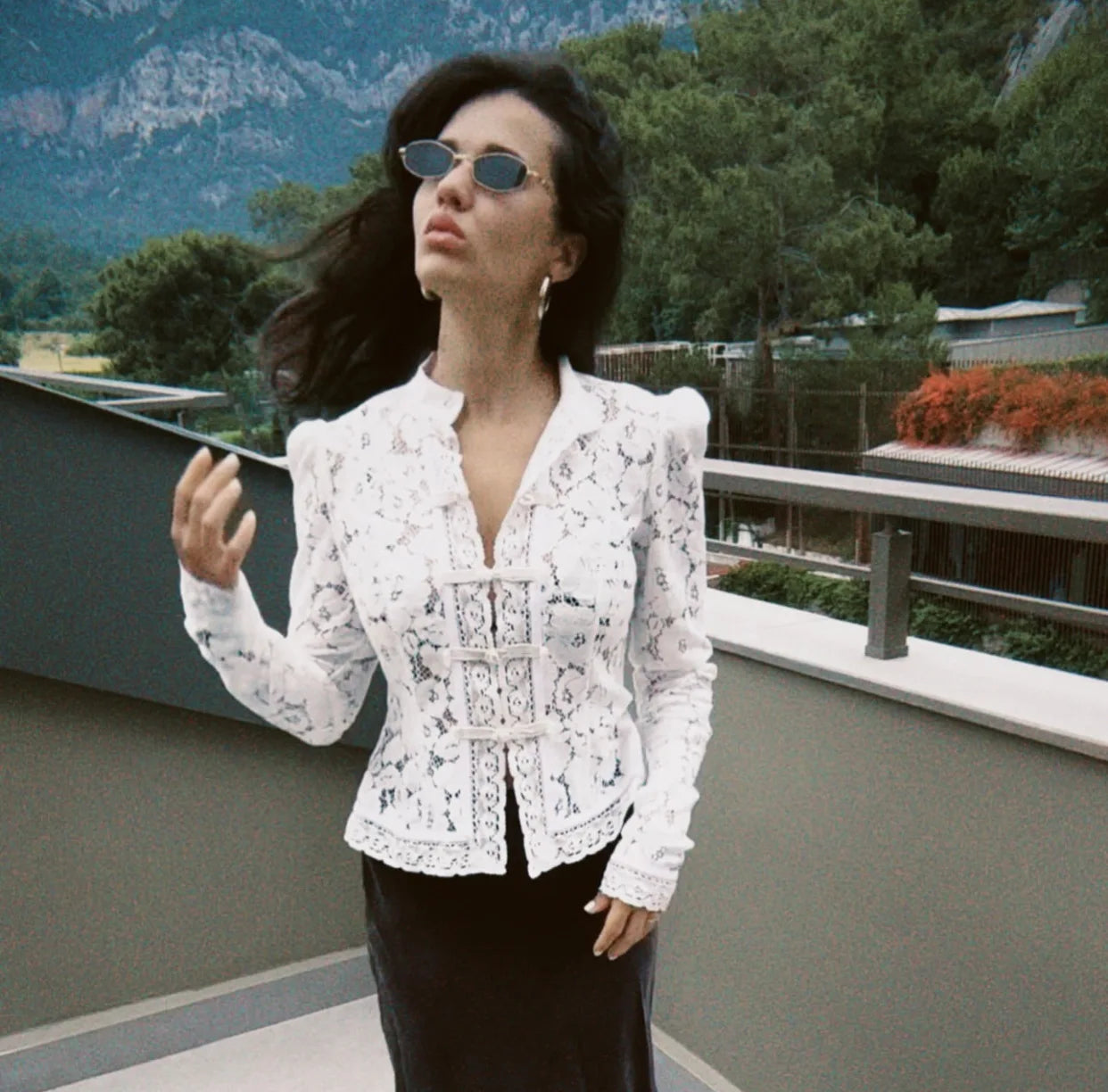 Lace See Through Hollow Out Blouse