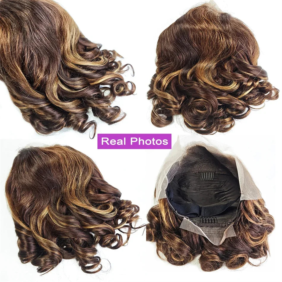Burgundy Highlight Body Wave Lace Front Human Hair Wig for Women