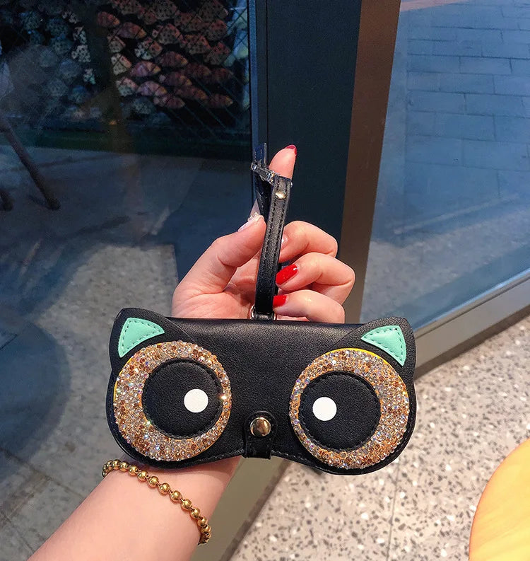 Diamonds cute glasses clip ins fashion sunglasses bag portable sunglasses case protective cover bag bag hanging jewelry