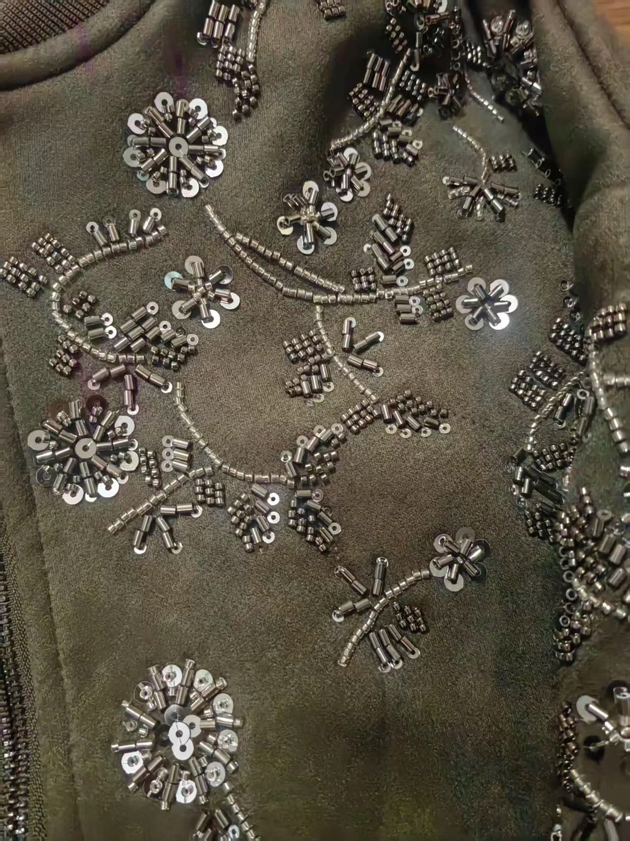 2026 Winter New Coat for Women,Retro Heavy Industry Nail Bead Suede Embroidery Loose Cotton Jacket