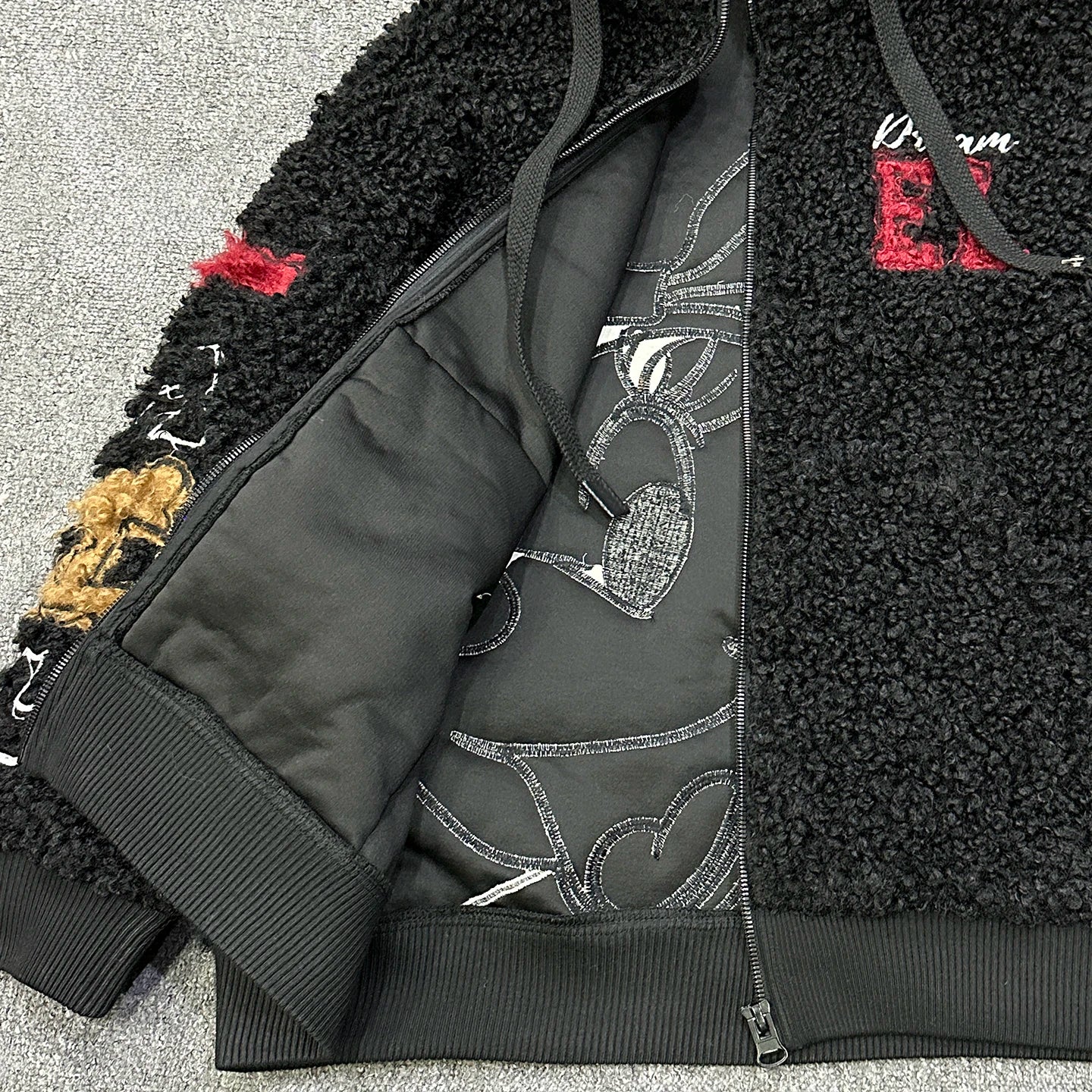 Fashion Autumn Winter Fluffy Overcoat Cute Minnie Loose Hooded Zip Cardigans Coat Mid-long Long Sleeve Sweet Lambswool Jacket