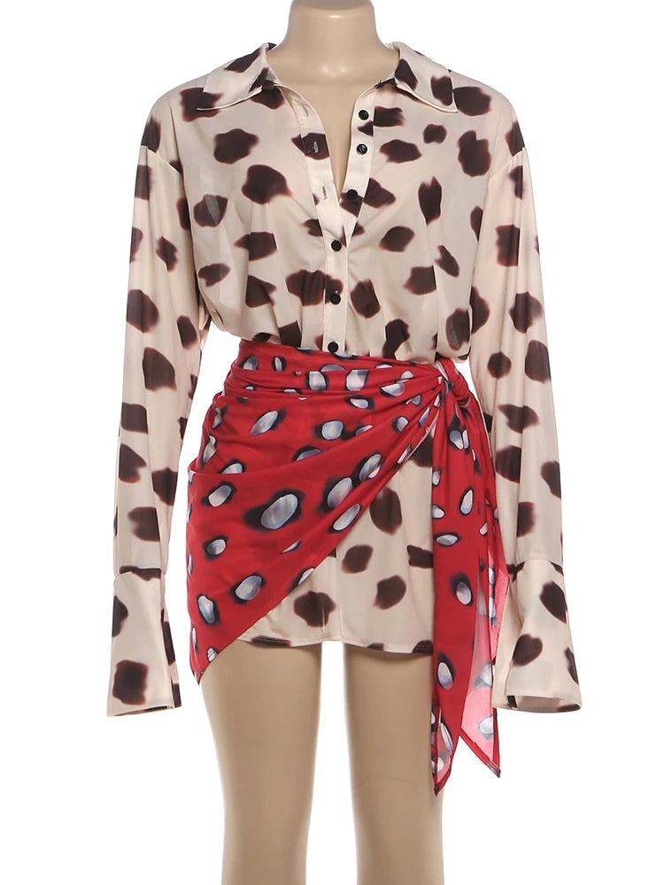 Full Sleeve Polka Dot Patchwork Bodycon Dress for Women