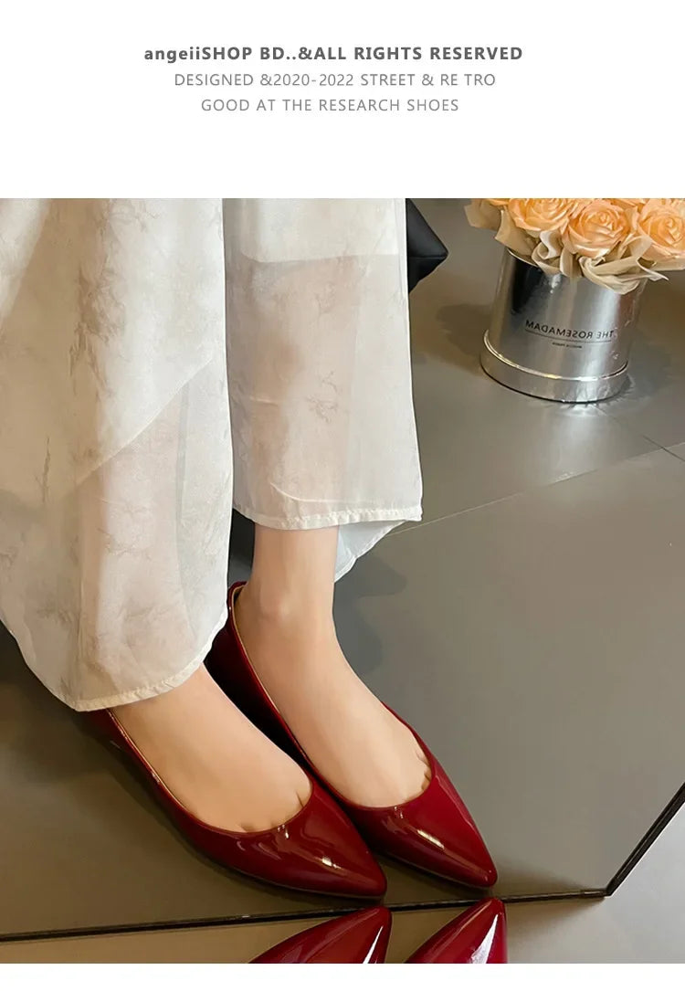 Slip On Pointed Toe Patent Flats