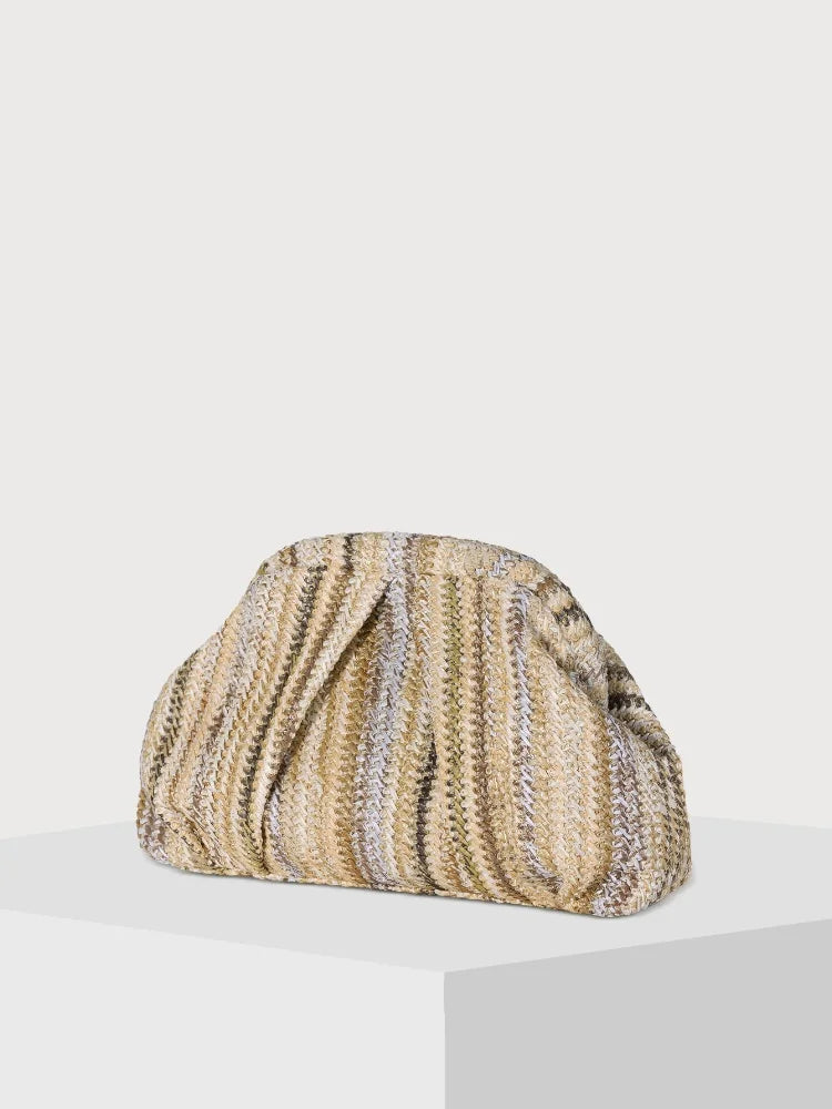 Ruched Glitter Rhinestones Clutch Bag