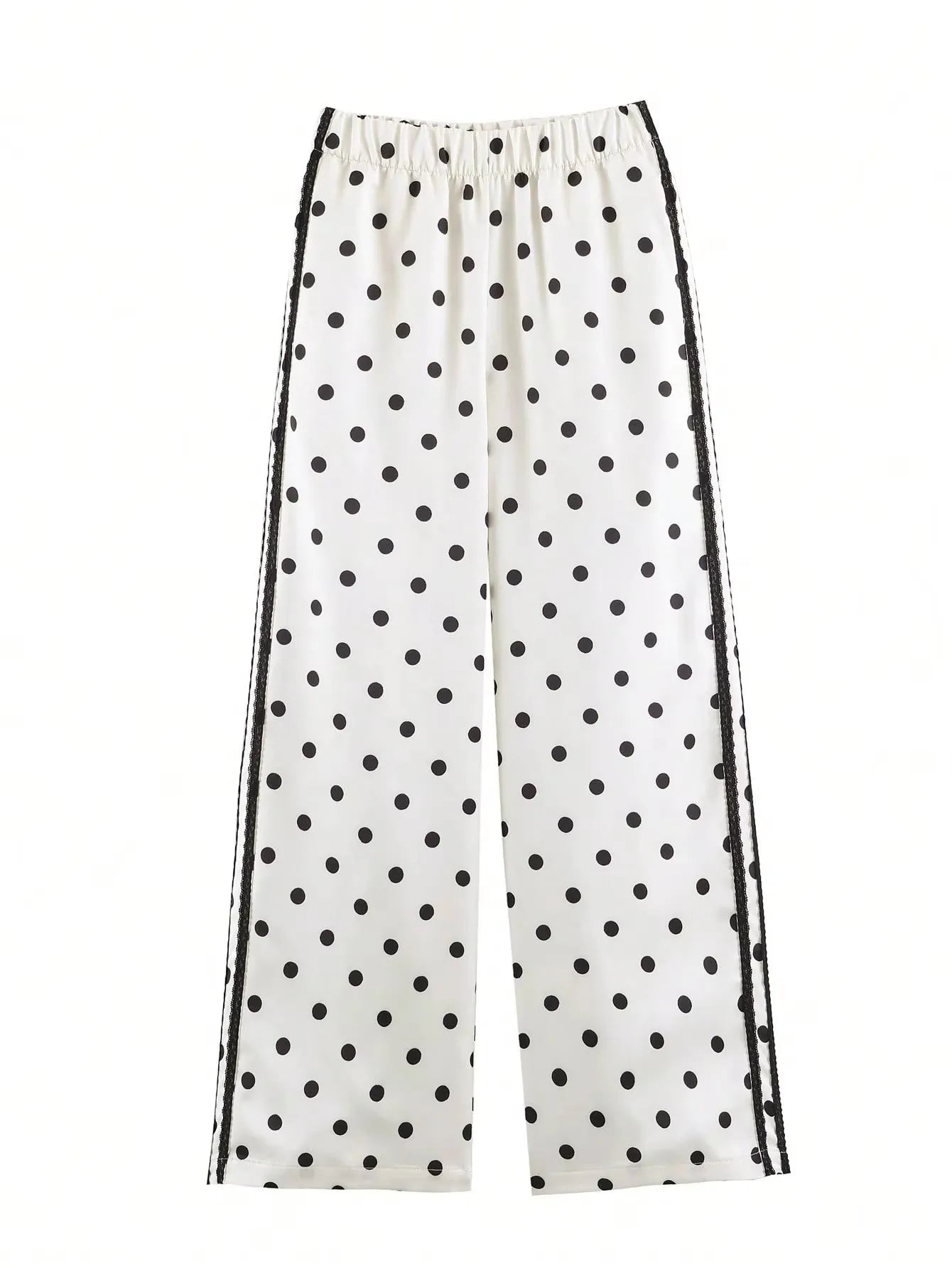 Elegant Polka Dot Pantsuit Stand Collar with Wide Leg for Women