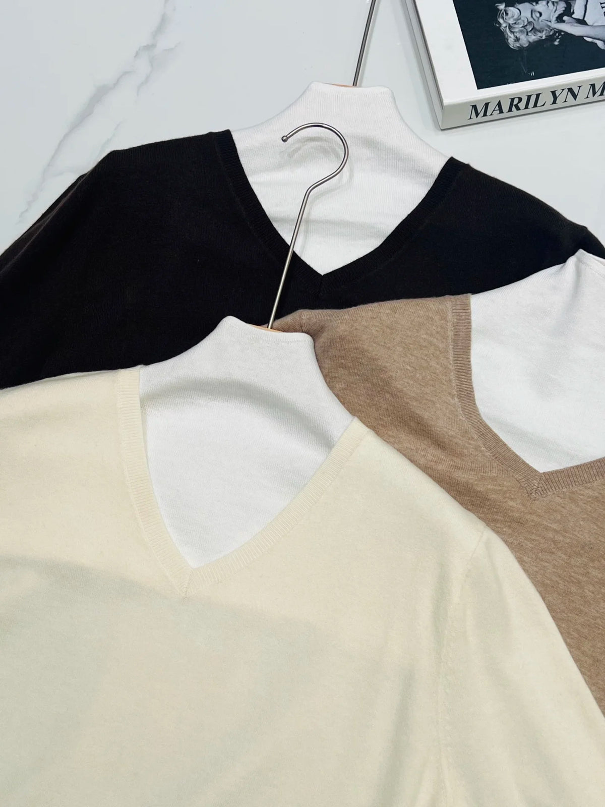 Cozy Soft V Neck Casual Loose Fit Knit Pullover Sweater For Women