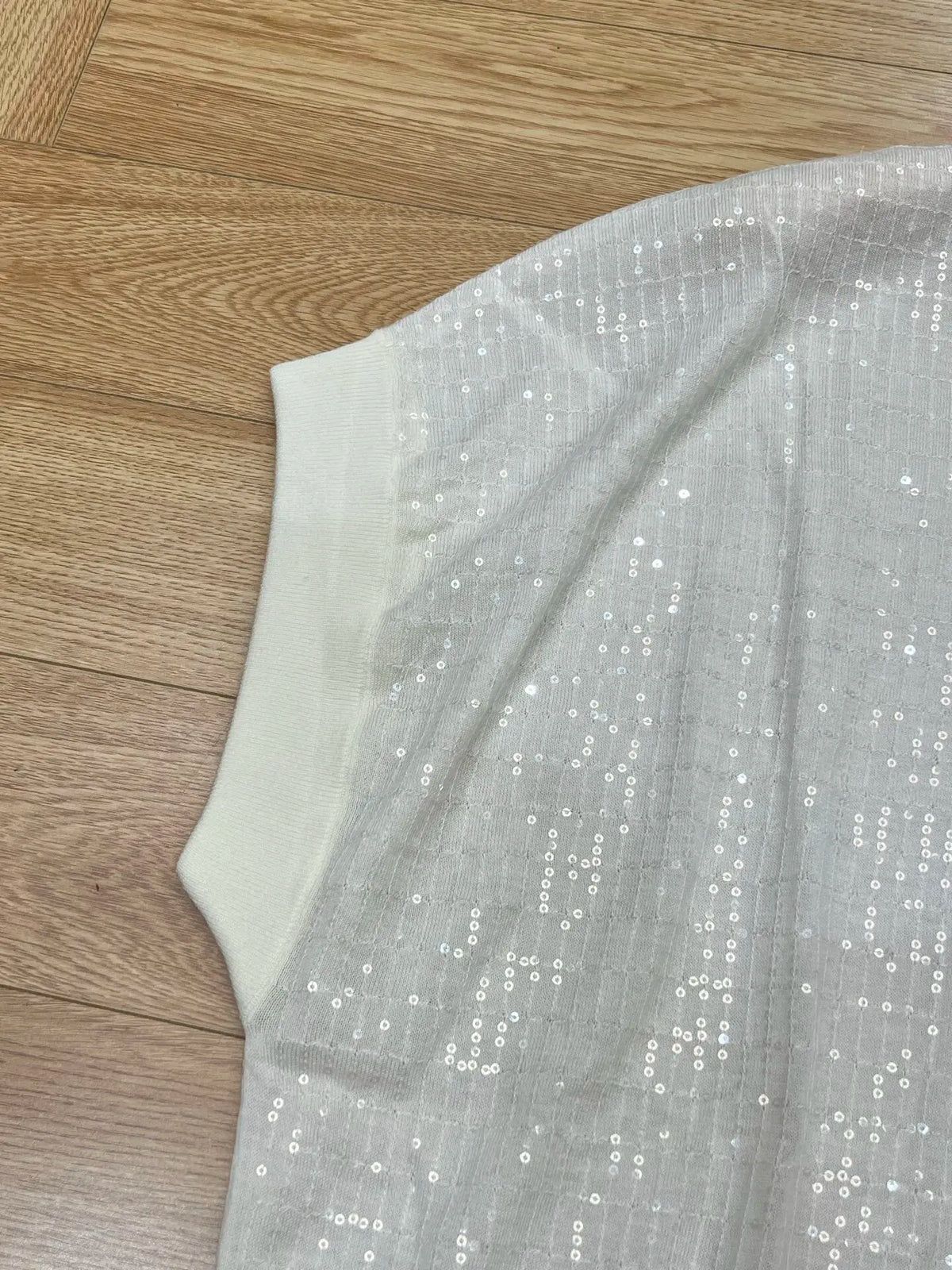 Loose Fit Sparkling Sequin Summer Knit Polo Top for Women