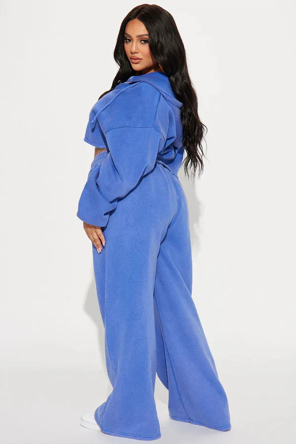 Hooded Cropped Sweatshirt And Long Pants Set for Women