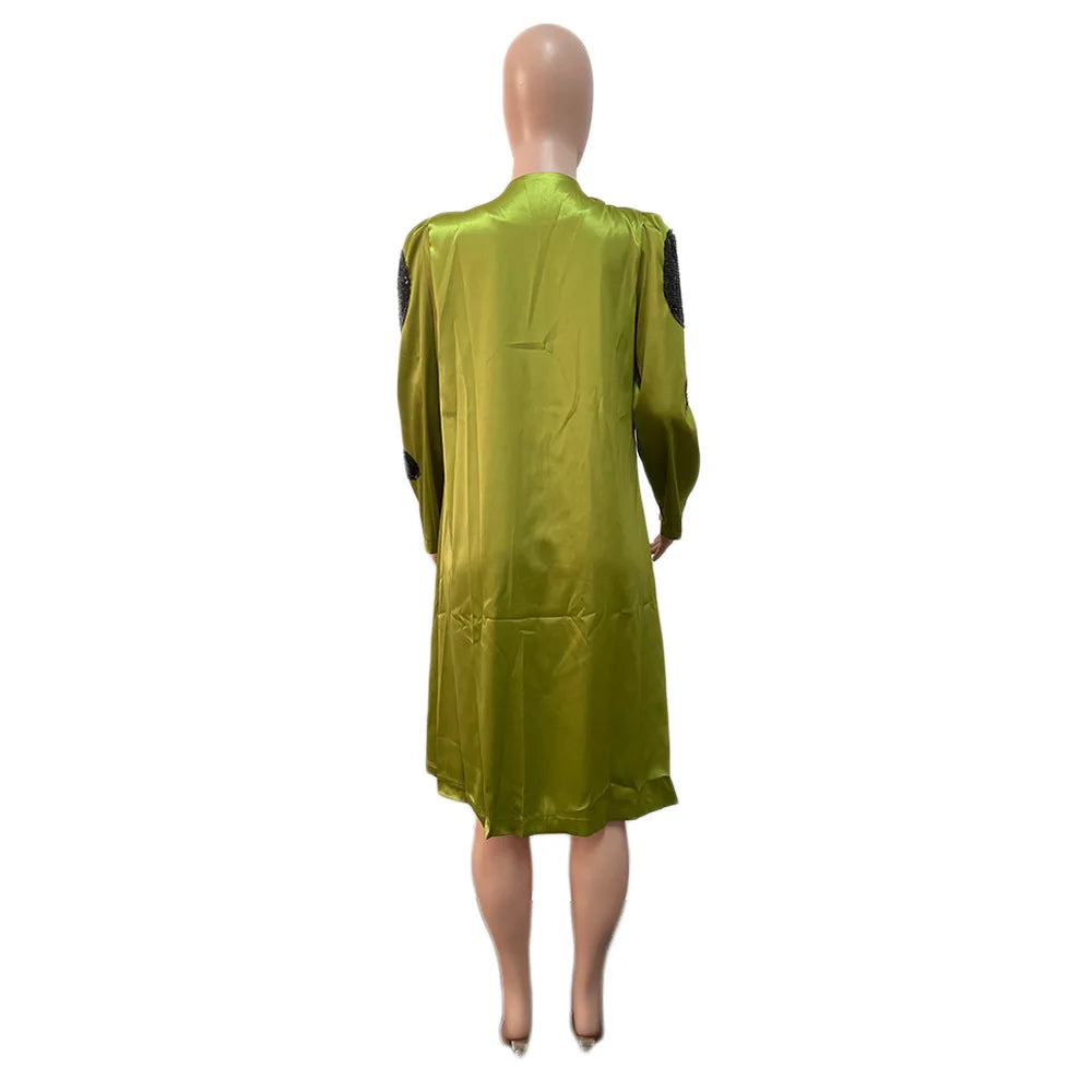 Sequin Spliced Long Sleeve Longline Blazer Coat for Women