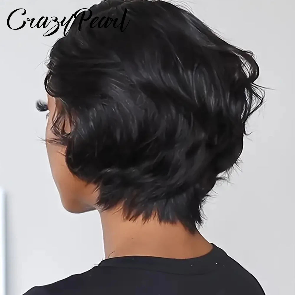 Short Lace Front Pixie Cut Human Hair Wig for Women