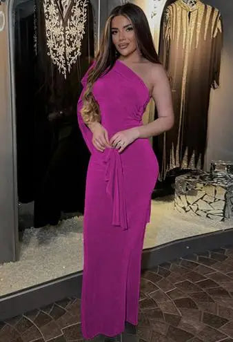 Women Ruched Long Bodycon Dress Slim Solid Color Sleeveless Open Back Halter Neck Dress with Scarf