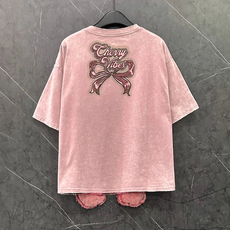 Design Sense 3D Fruit Short-sleeved T-shirt Women's Loose Casual Versatile Crew Neck Top 2025 Summer New Kawaii Tshirts Pullover