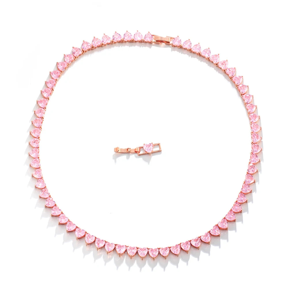 Fuchsia Cubic Zirconia Tennis Necklace