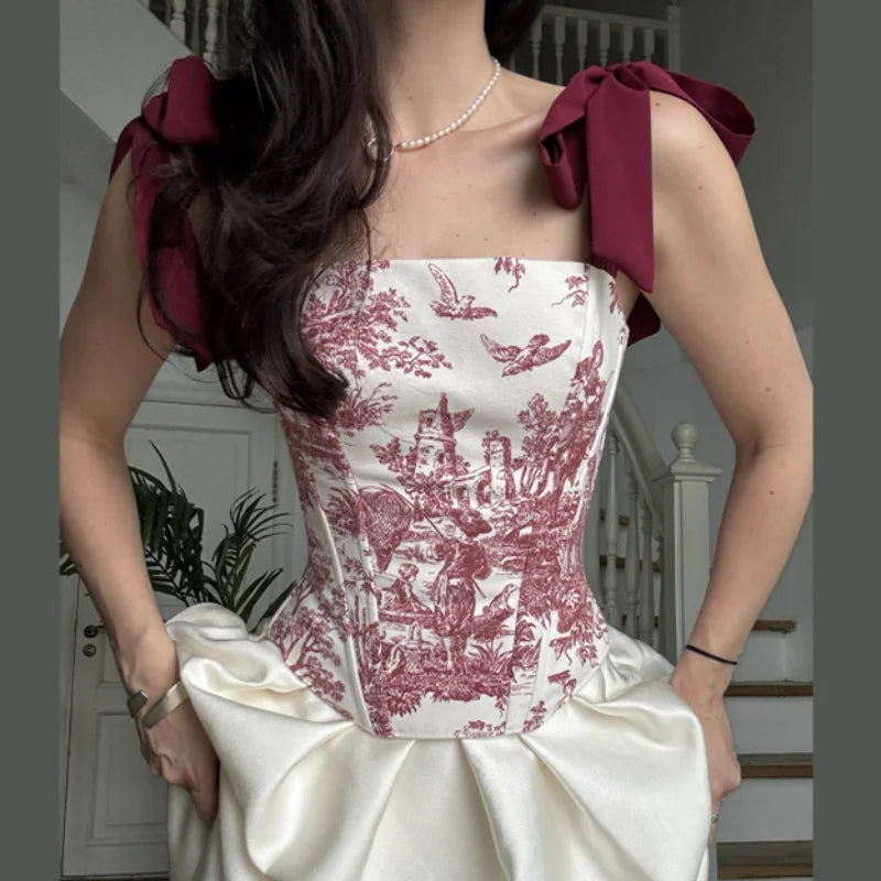 Patchwork Lace Sleeveless Mini Skirt And Camisole Set for Women