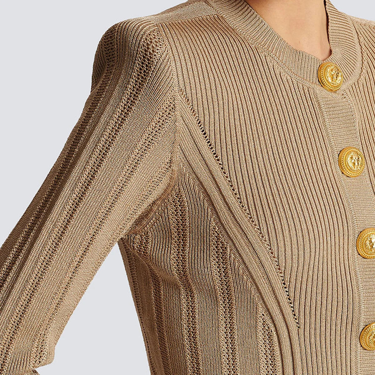 2025 Autumn New Fashion Crew Neck Long-sleeved Top Commuter Single-breasted Slim-fit Sweater Cardigan Jacket for Women