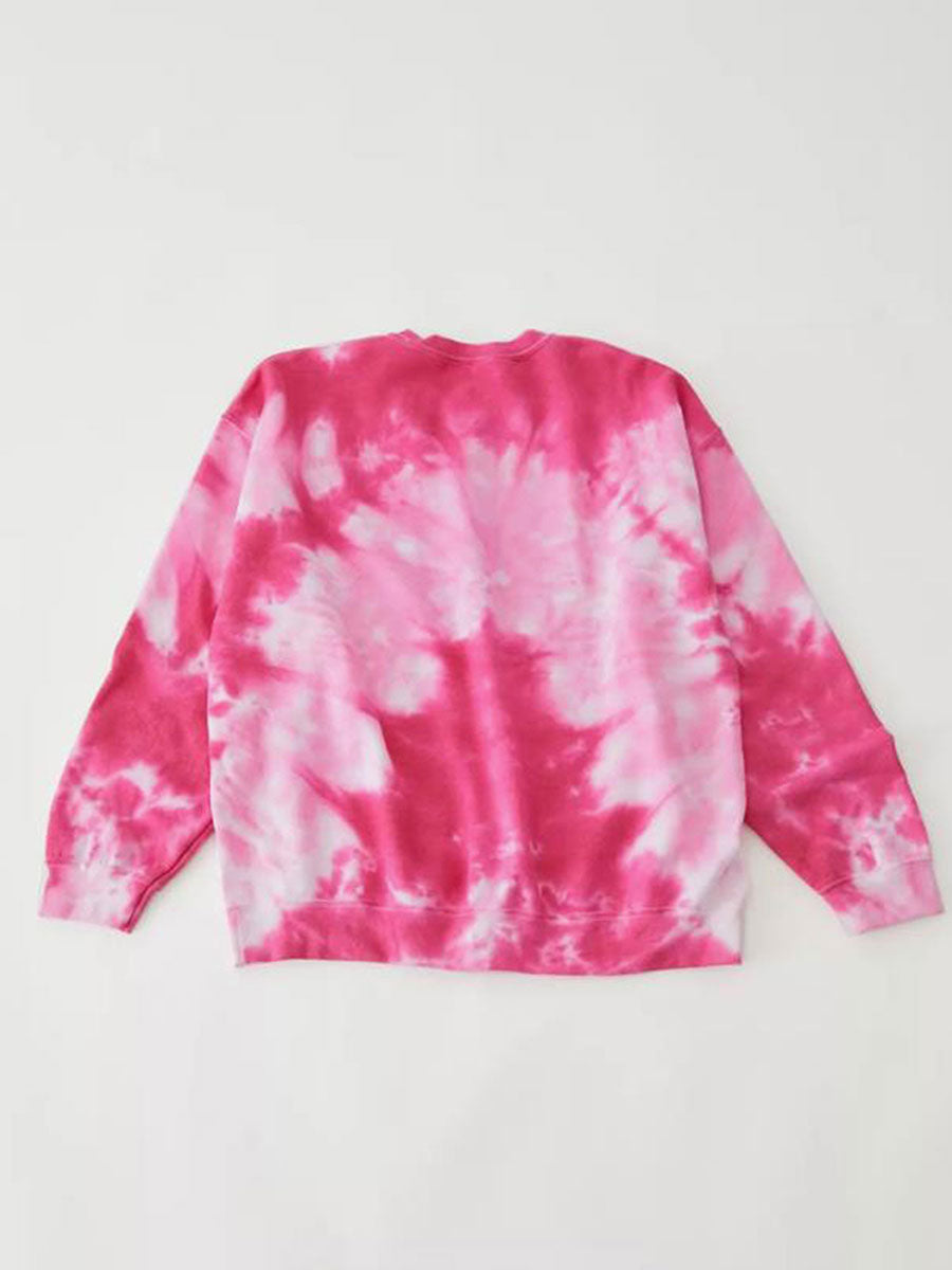 Women's Spring and Autumn Loose Heart Tie Dye Round Neck Sweatshirt Long Sleeve Heart Tie Dye Printed Round Neck Sweatshirt