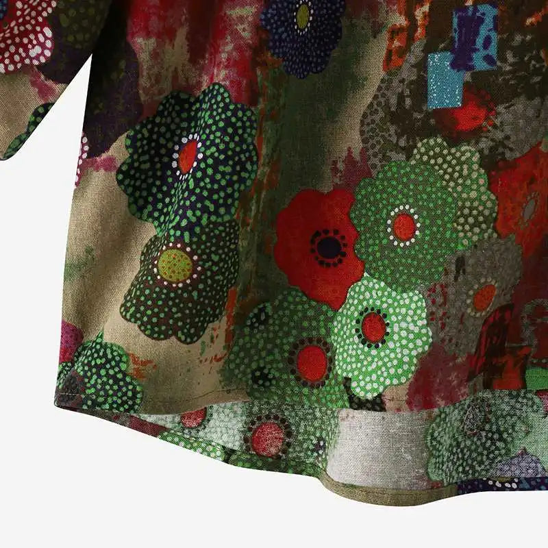 ZANZEA Women Long Sleeve Blouse 2024 Autumn Retro Floral Print Shirts Vintage Office Lady Cotton Chemise Holiday Round Neck Tops