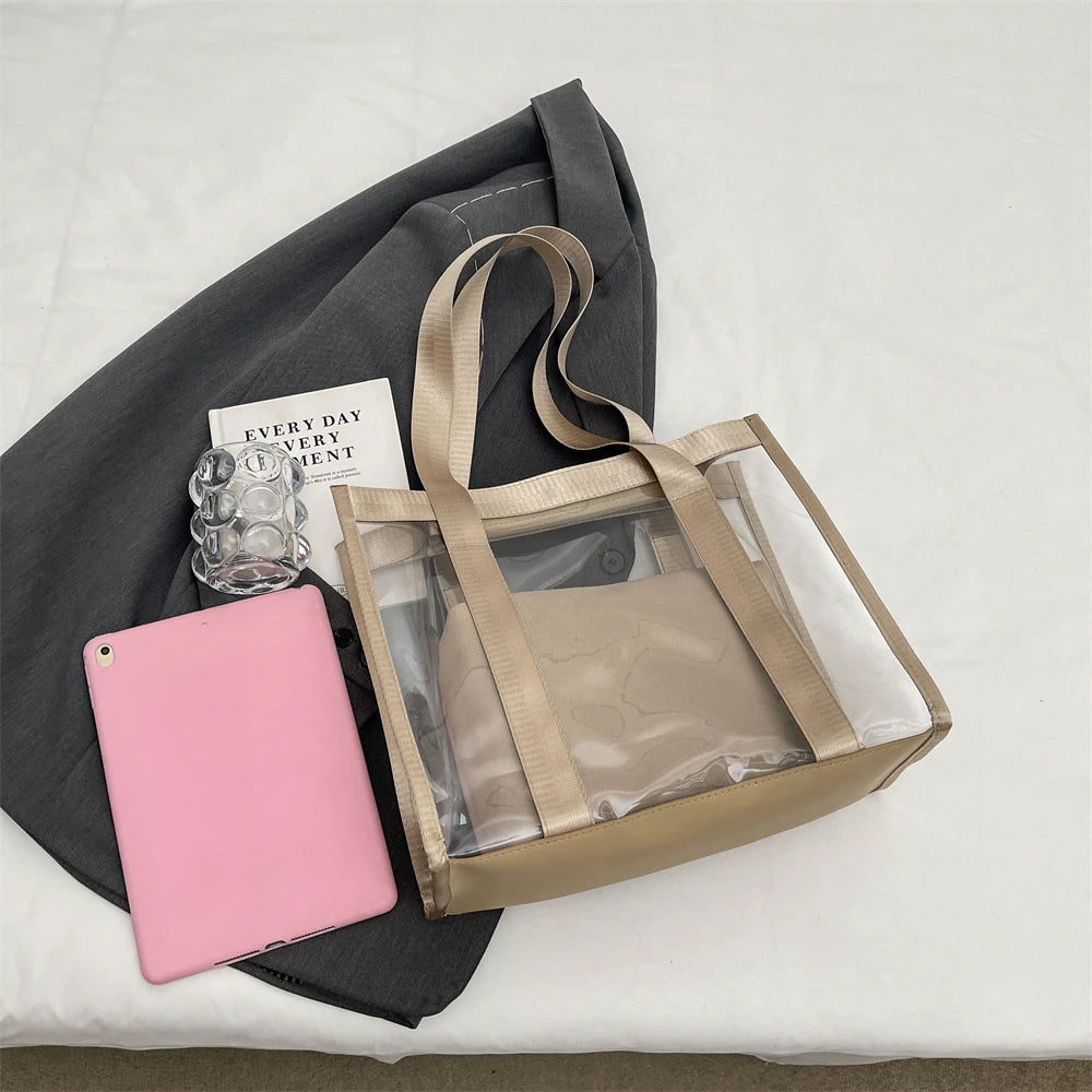 Two In One Transparent PVC Shoulder Bag Set for Women