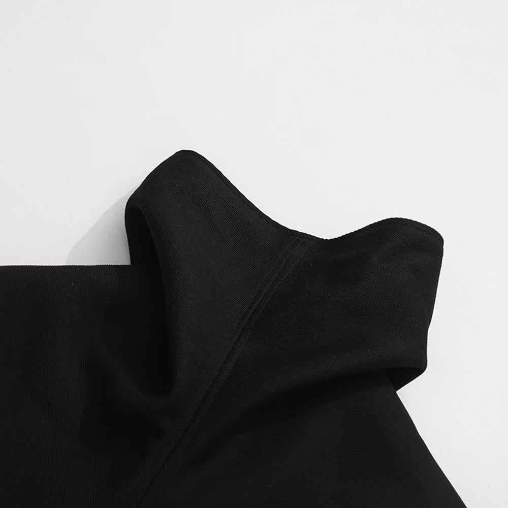 TWOTWINSTYLE Solid Design Sense Loose Jackets For Women Lapel Long Sleeve Spliced Zipper Casual Jacket Female Fashion KJA542480