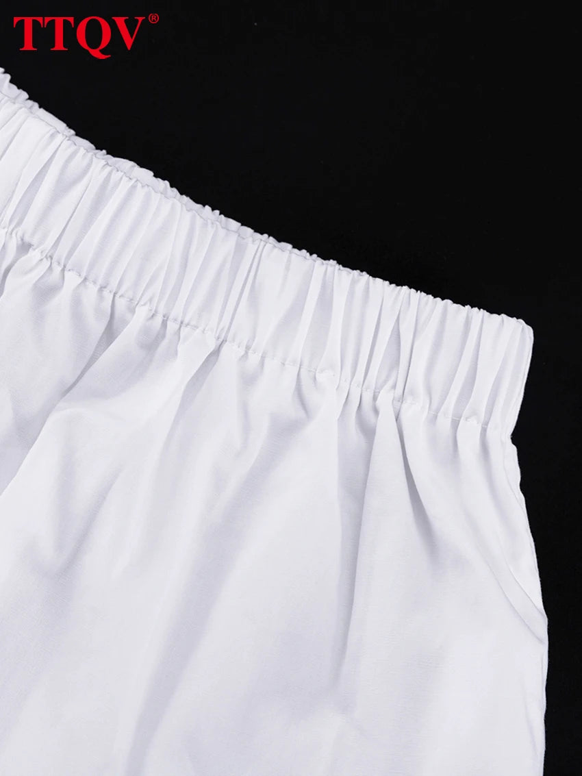 Loose Cotton Shirt and Wide-Leg Pants Set for Women