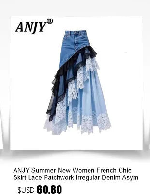 ANJY Autumn Women American Style Vintage High-End Chain Design Slimming Straight Jeans Ins Trend Versatile Wide-Leg Pants A10635