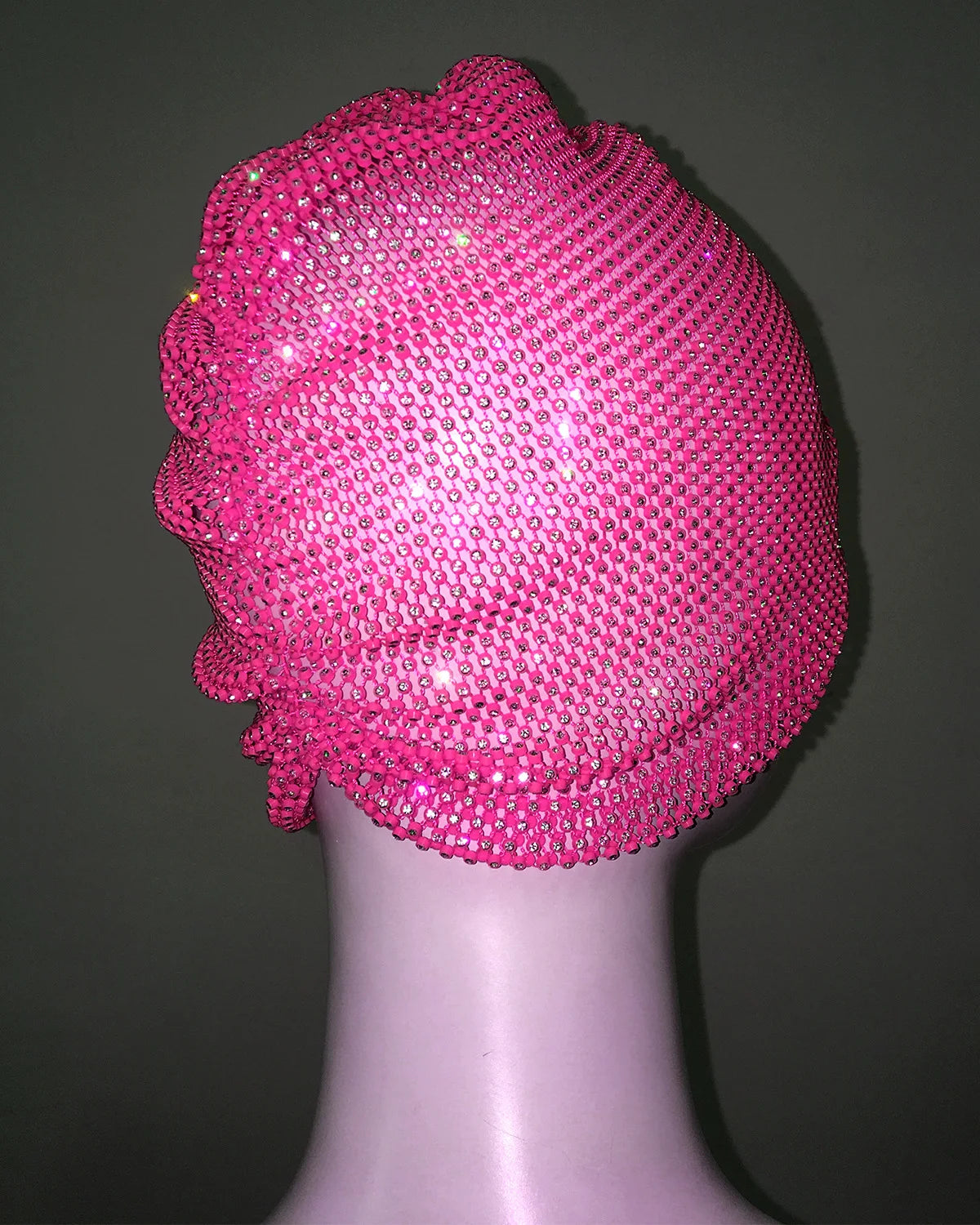 Sparkly Rhinestone Fishnet Turban Head Wrap for Women