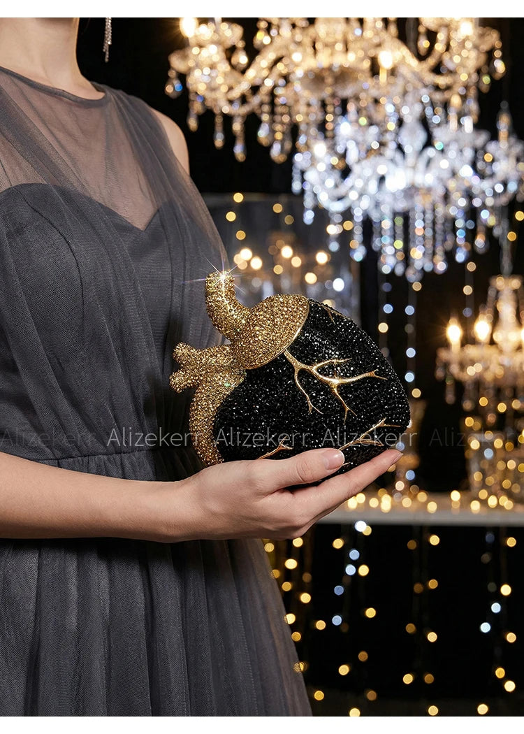 Gorgeous Rhinestone Heart Shaped Evening Bag for Women