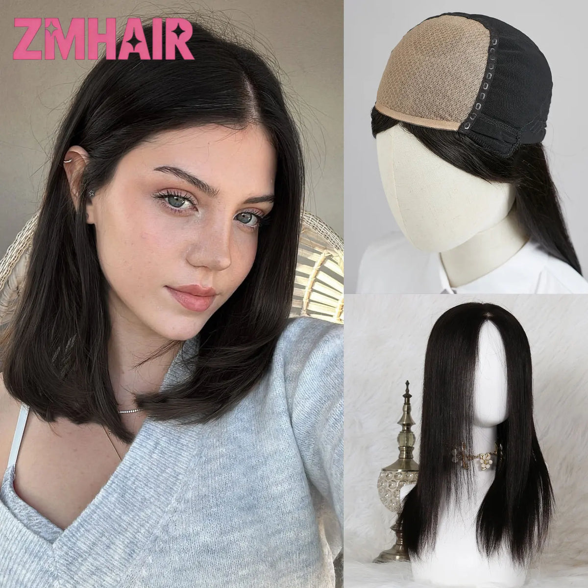 Glueless Straight Silk Base Human Hair Wig for Women