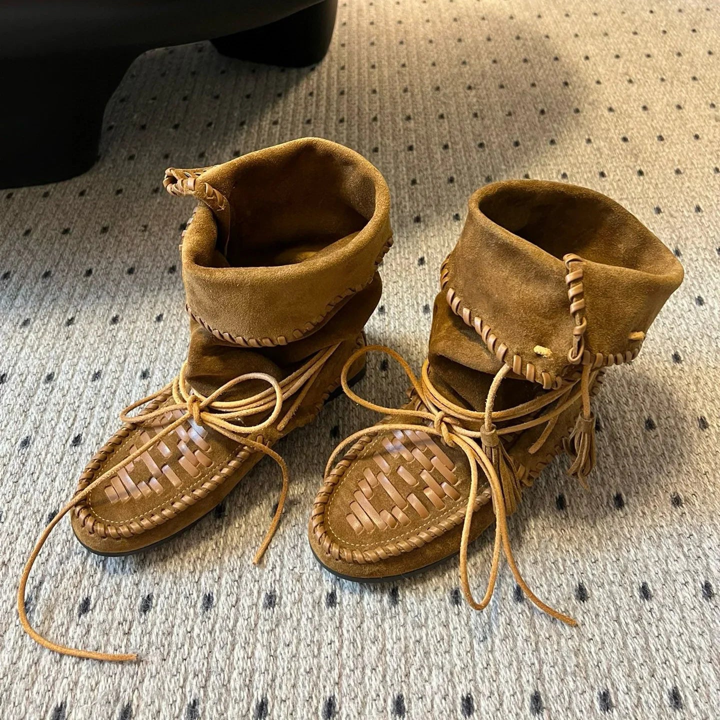 Soft Suede Round Toe Western Ankle Boots for Women