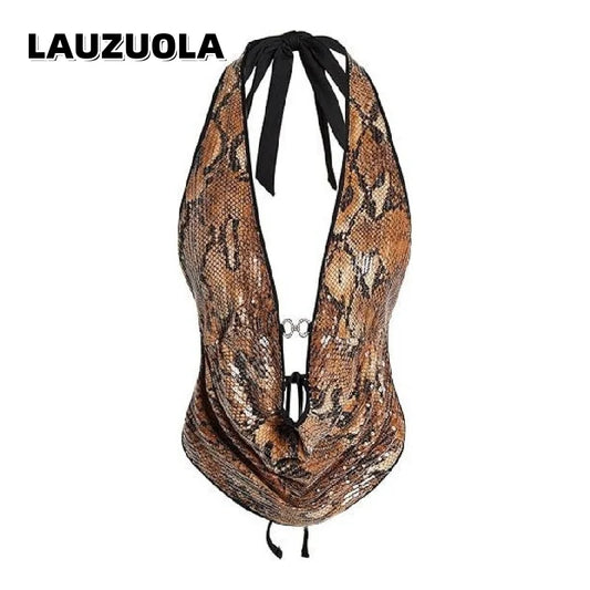 Sequin Snake Print Halter Top
