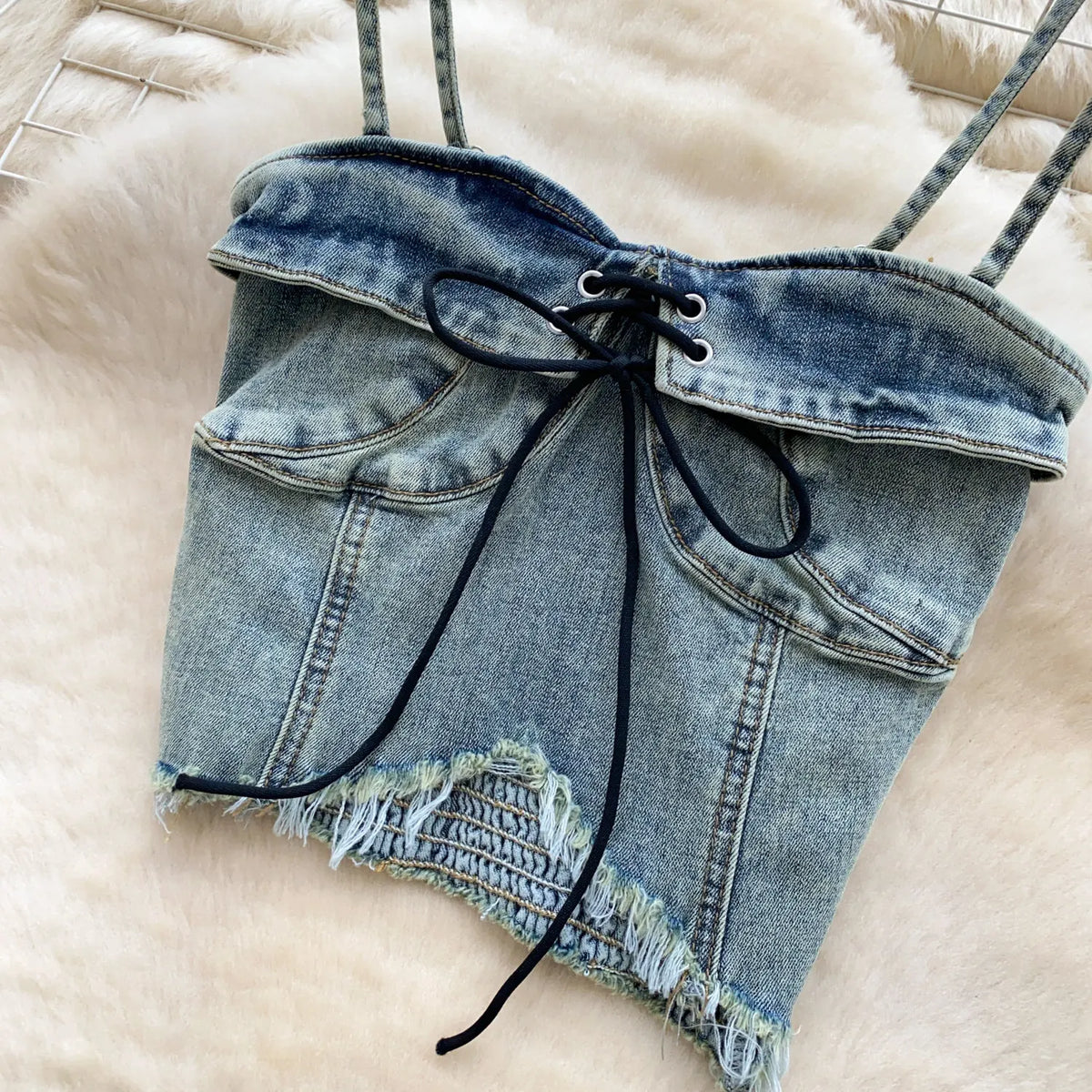 Edgy Summer Denim Three Piece Set With Shorts for Women