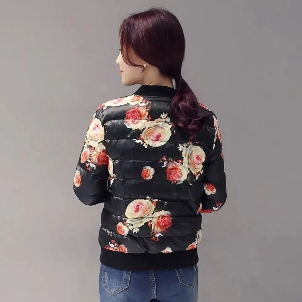 2026 Autumn Winter Women's New Cotton Jacket  Fashionable Slim Coat Baseball Cotton Jacket Printed