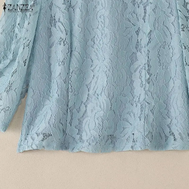 Lace Patchwork Three Quarter Sleeve Top