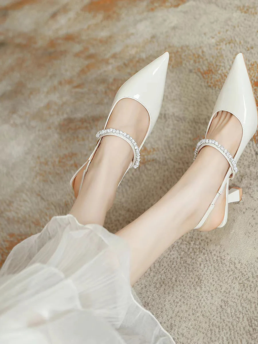 Rhinestone Stiletto Back Strap Sandals