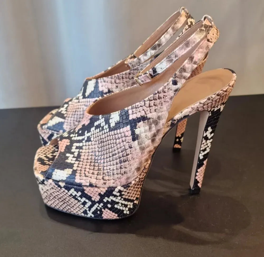 Leather Square Toe Platform Sandals
