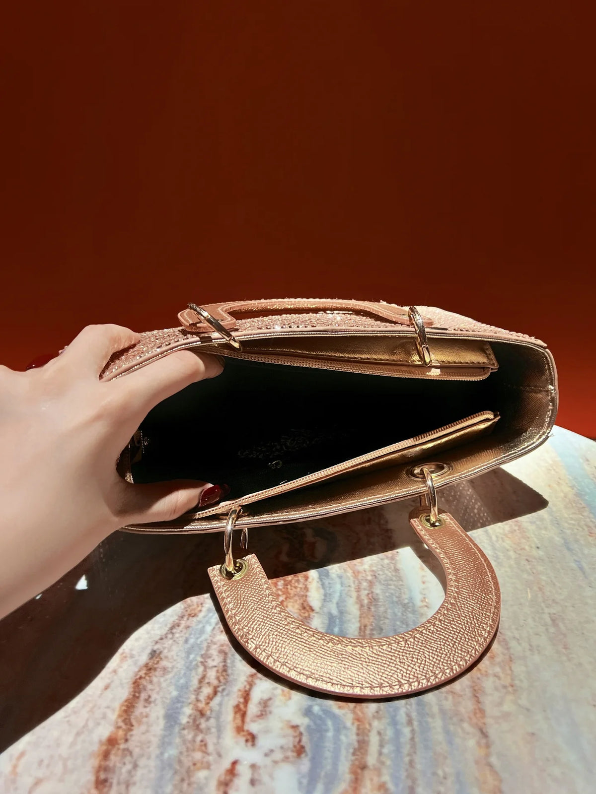 Rhinestone Party Handbag With Messenger Strap for Women