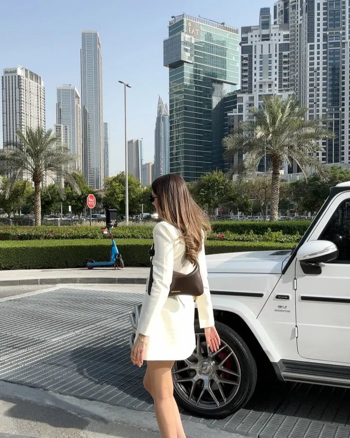 Women Chic Solid A-line Mini Dresses ElegantSingle-breasted V Collar Full Sleeves Short Vestidos Fashion New Lady Commute Gowns