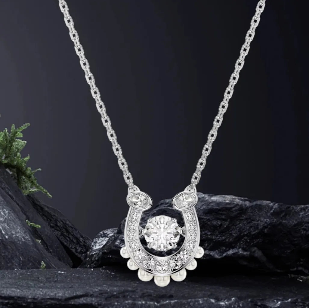 Elegant Silver Crystal Necklace and Earring Set for Women
