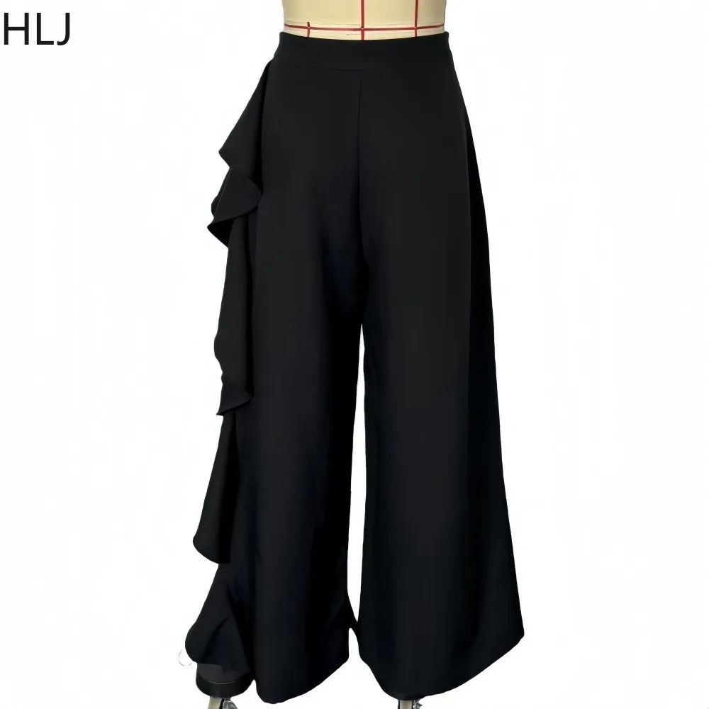 High Waisted Mesh Patchwork Wide Leg Pants for Women