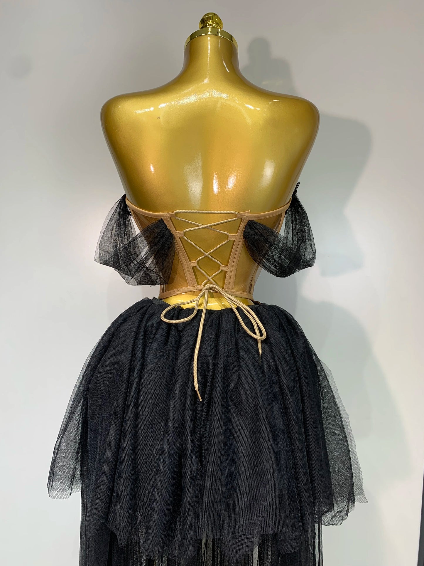 2025 New Arrived Sexy Cute Mesh Tops Skirt 2 PCS Set Women Celebrate Party Birthday Nightclub Performance Stage Show Outfit