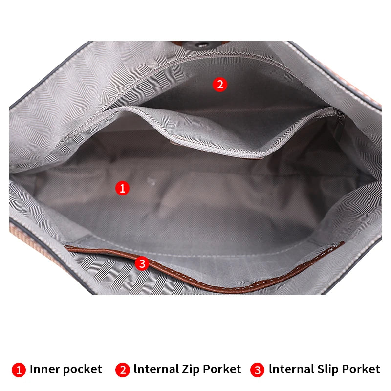 Versatile Large Capacity Plaid Canvas Messenger Bag for Women