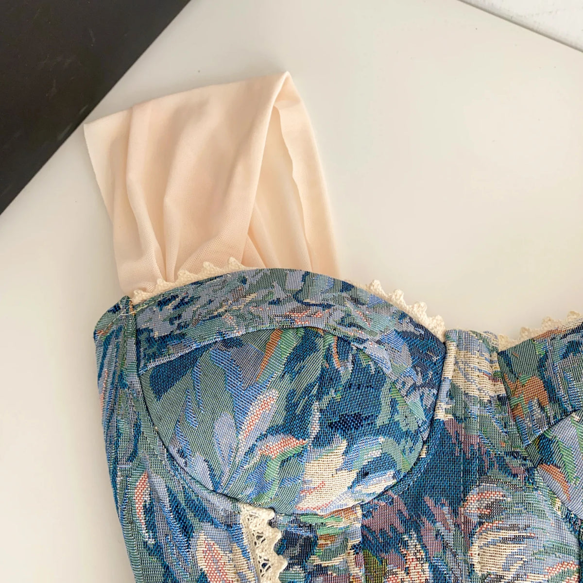 Vintage Floral Lace Spliced Camisole Tank Top for Women